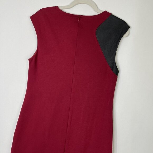 Trina Turk Red Sheath Dress Womens Size 8 Leather Panel - Picture 7 of 7
